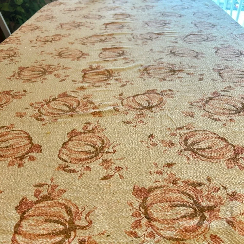 FALL TABLECLOTH Rachel Ashwell Orange Pumpkin Metallic  The Farmhouse 69” x 57”